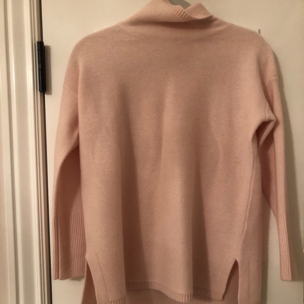 pink cashmere turtleneck sweater